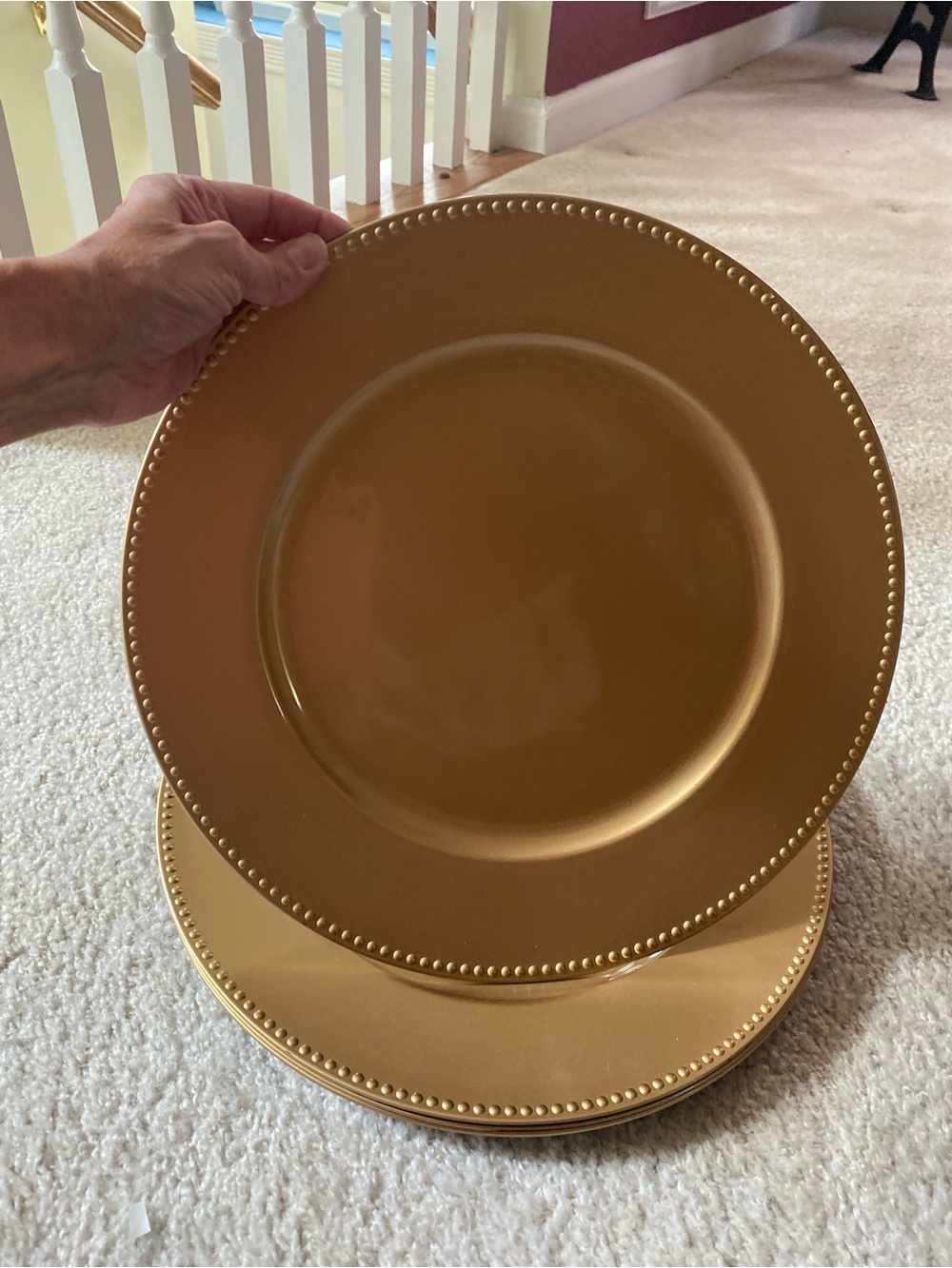 Set of 4 Gold Plastic Chargers